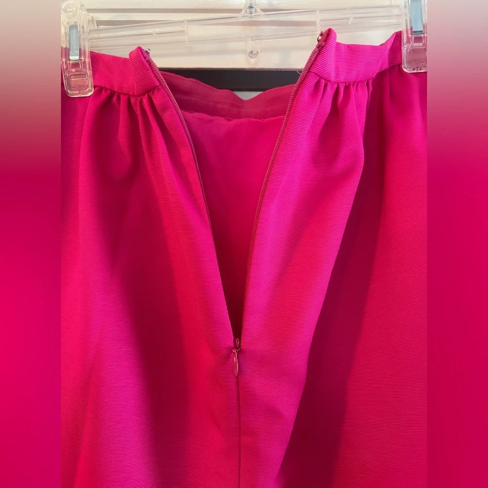 J. Crew Long Midi Pencil Skirt Faille Neon Fuchsia Hot Pink Preppy Modern Chic